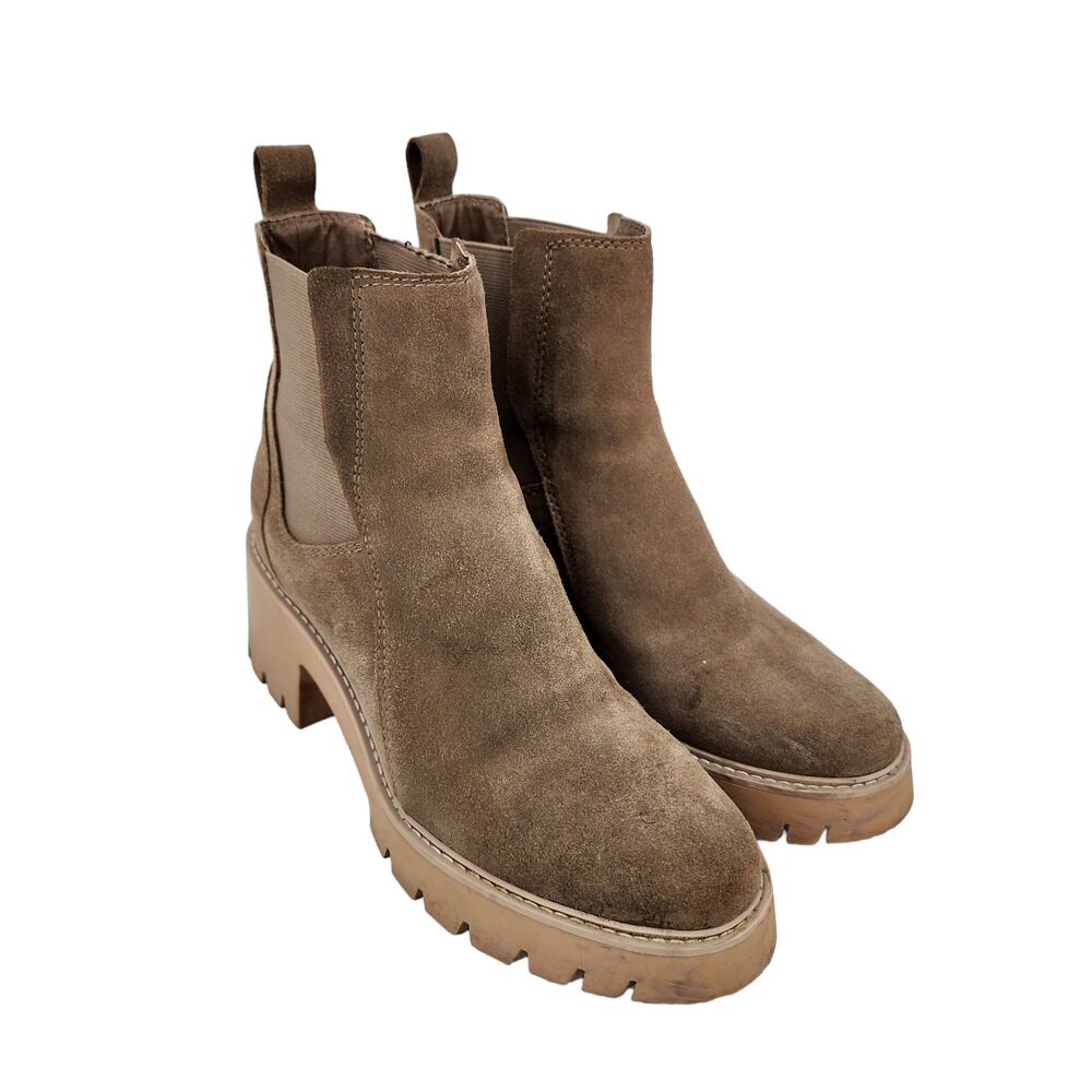 Dolce Vita Halina Chunky Heel Pull On Round Toe Suede Ankle Boots Size 9